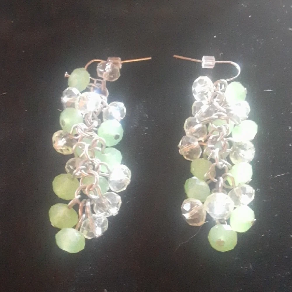 Elegant Green and Clear Dangle Earrings